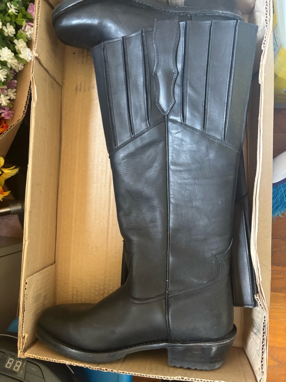Black Leather Tall Riding Boots